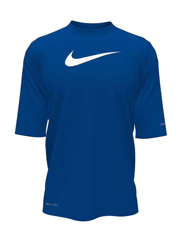 Nike Blue Sun Safe Solid Essentials Short Sleeve Rash Vest - Image 3 of 3