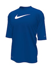 Nike Blue Sun Safe Solid Essentials Short Sleeve Rash Vest - Image 5 of 7