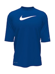 Nike Blue Sun Safe Solid Essentials Short Sleeve Rash Vest - Image 7 of 7