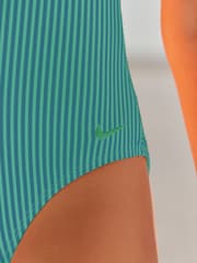 Nike Blue Ripple Texture Striped Lace Up One Piece Swimsuit - Image 3 of 6