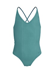 Nike Blue Ripple Texture Striped Lace Up One Piece Swimsuit - Image 4 of 6