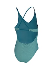 Nike Blue Ripple Texture Striped Lace Up One Piece Swimsuit - Image 5 of 6