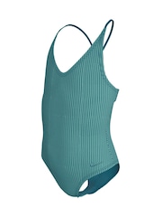 Nike Blue Ripple Texture Striped Lace Up One Piece Swimsuit - Image 6 of 6