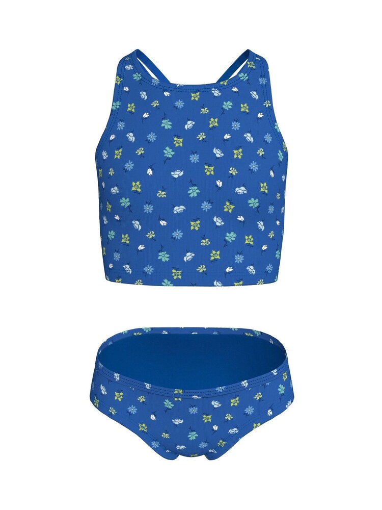 Nike Blue Floral Print Spiderback Midkini Bikini Set - Image 1 of 3