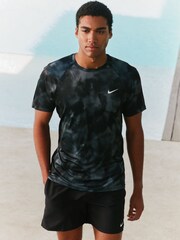 Nike Black Tie Dye Print Short Sleeve Rash Vest - Image 1 of 5