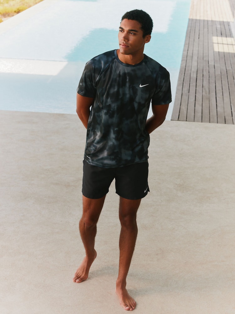 Nike Black Tie Dye Print Short Sleeve Rash Vest - Image 2 of 5