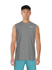 Nike Grey Solid Essentials Sleeveless Rash Vest - Image 4 of 7