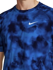 Nike Blue Tie Dye Print Short Sleeve Rash Vest - Image 4 of 6