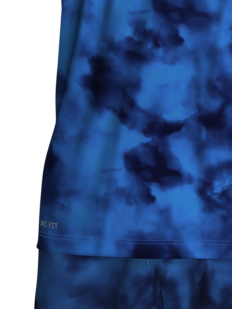 Nike Blue Tie Dye Print Short Sleeve Rash Vest - Image 7 of 7