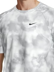 Nike Grey Tie Dye Print Short Sleeve Rash Vest - Image 4 of 5