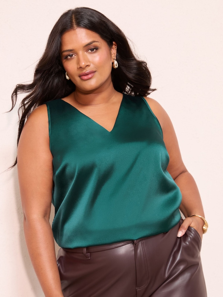 Friends Like These Teal Curve V-Neck Vest Top - Image 1 of 4