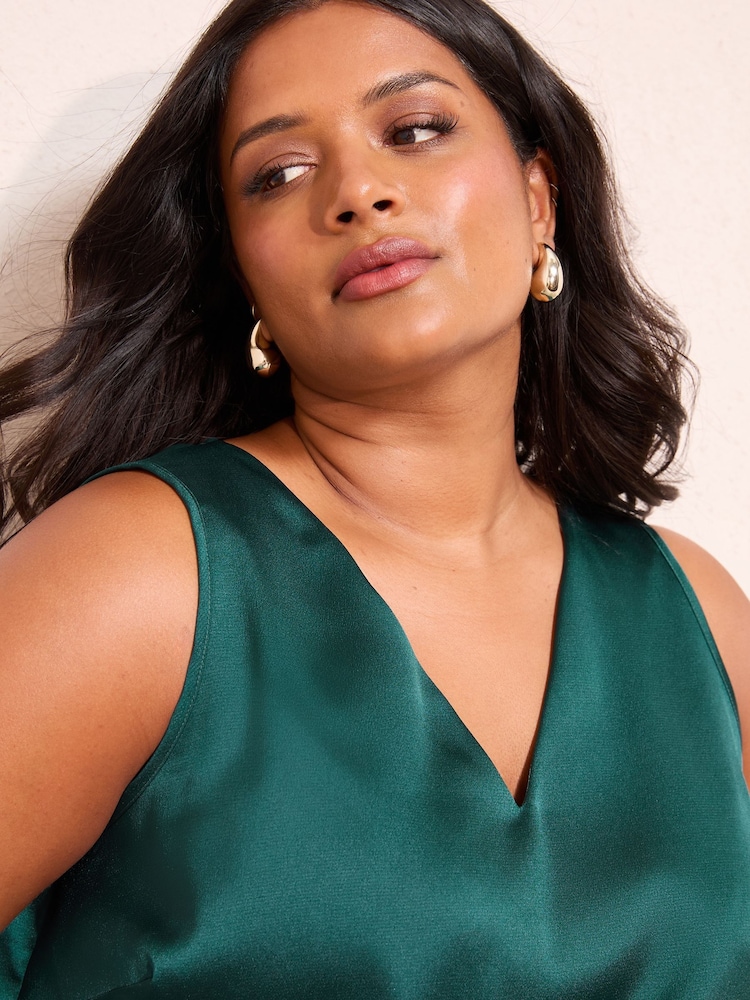 Friends Like These Teal Curve V-Neck Vest Top - Image 2 of 4