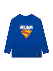 Character Blue DC Comics Superman Long Sleeve T-Shirt With Detachable Cape - Image 1 of 10