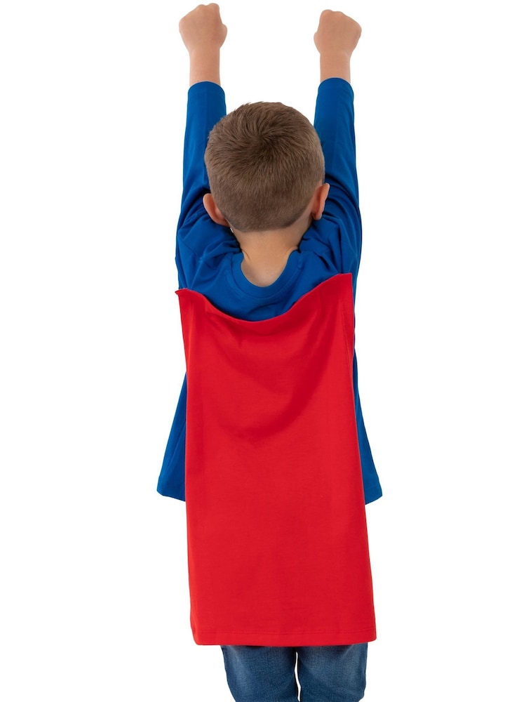 Character Blue DC Comics Superman Long Sleeve T-Shirt With Detachable Cape - Image 10 of 10