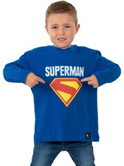 Character Blue DC Comics Superman Long Sleeve T-Shirt With Detachable Cape - Image 8 of 10
