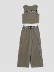 River Island Green Girls Waistband Gilet Cargo Set - Image 2 of 4