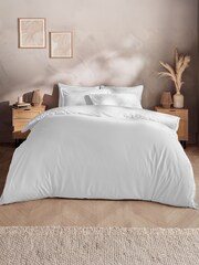 Silentnight White Cotton Rich T180 Washed Duvet Set - Image 1 of 7