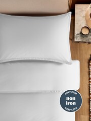 Silentnight White Cotton Rich T180 Washed Duvet Set - Image 4 of 7
