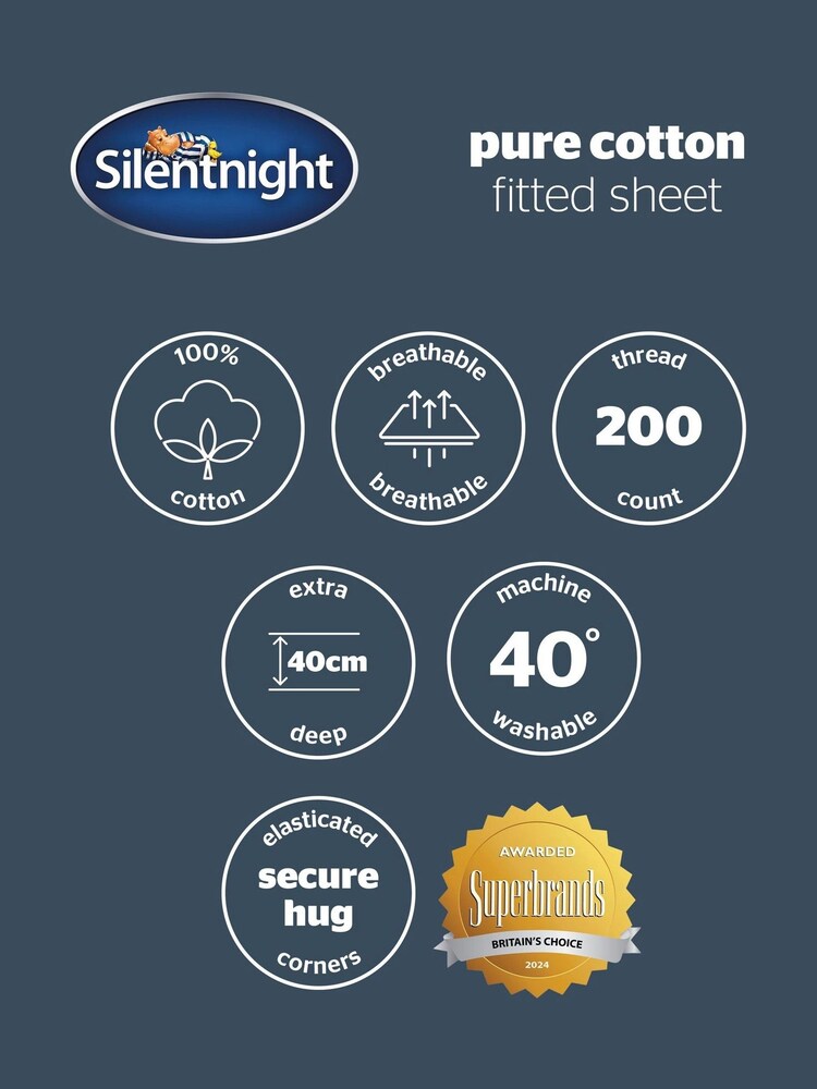 Silentnight White Cotton 40cm Extra Deep Fitted Sheet - Image 7 of 7