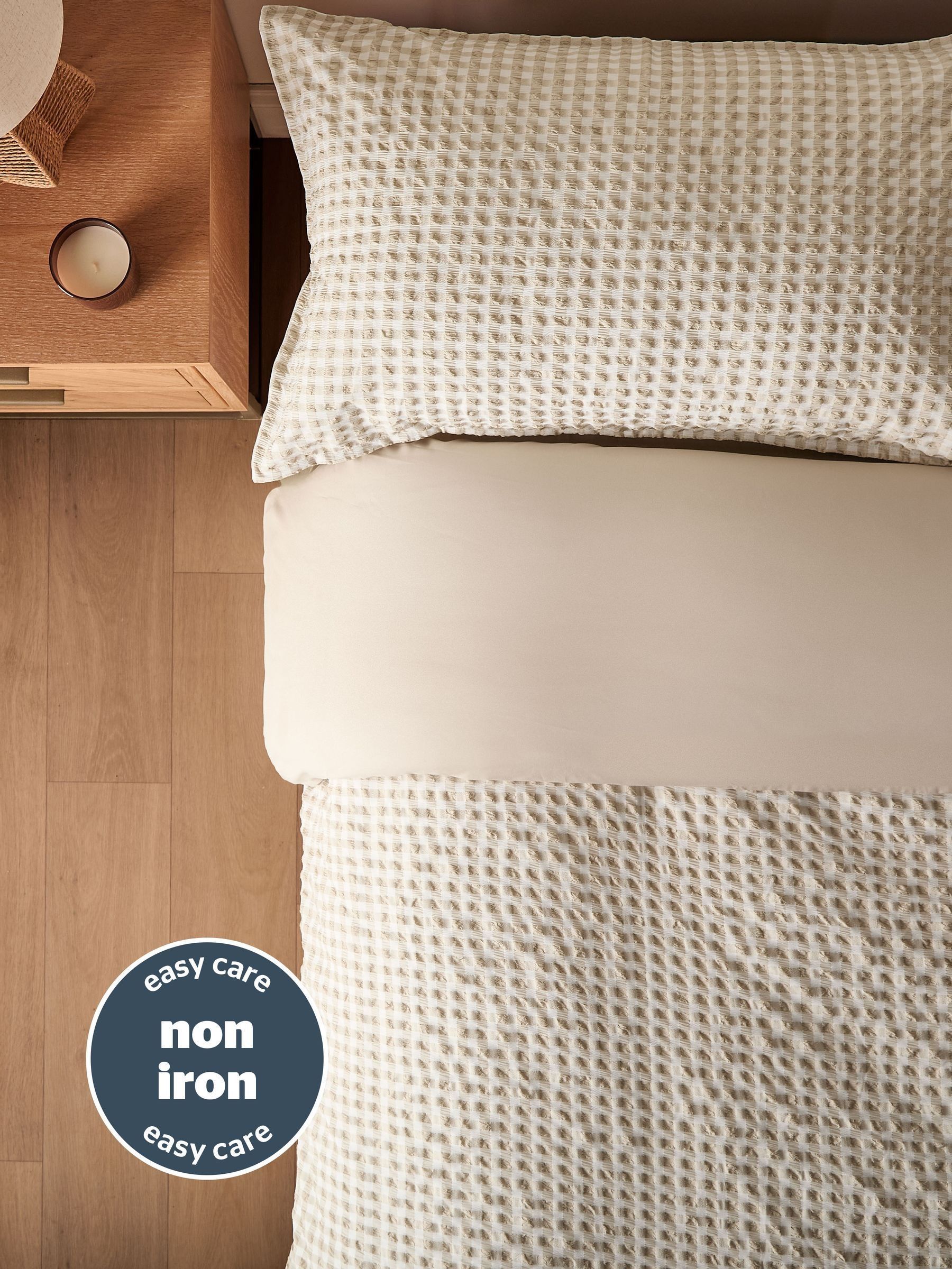 Silentnight Supersoft Duvet Set, Gingham - Natural - Image 3