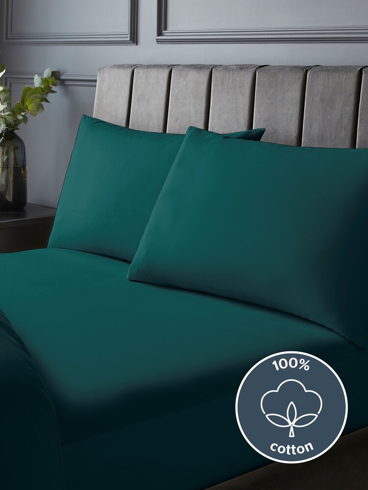Silentnight Teal Cotton 40cm Extra Deep Fitted Sheet - Image 2 of 7