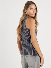 River Island Grey Pin Stripe Longline Waistcoat - Image 3 of 4