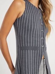 River Island Grey Pin Stripe Longline Waistcoat - Image 4 of 4
