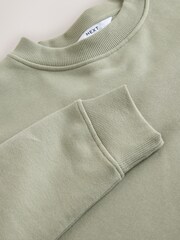 Sage Green Supersoft Peached Essentials Crew Neck Seam Detail Sweatshirt - Image 1 of 8