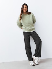 Sage Green Supersoft Peached Essentials Crew Neck Seam Detail Sweatshirt - Image 7 of 8
