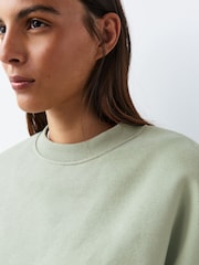 Sage Green Supersoft Peached Essentials Crew Neck Seam Detail Sweatshirt - Image 8 of 8