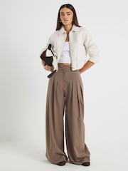 River Island Cream Wool Zip Front Jacket - Image 1 of 6
