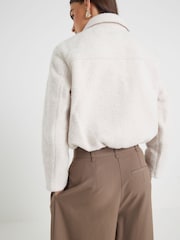 River Island Cream Wool Zip Front Jacket - Image 2 of 6
