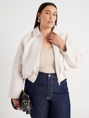 River Island Cream Wool Zip Front Jacket - Image 4 of 6