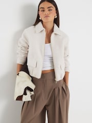 River Island Cream Wool Zip Front Jacket - Image 5 of 6