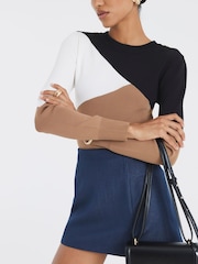 River Island Brown Long Sleeve Colour Block Knitted Top - Image 4 of 4