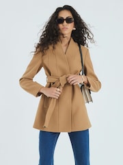 River Island Brown Short Belted Wrap Coat - Image 3 of 4