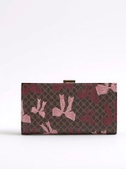 River Island Brown Bow Monogram Cliptop Purse - Image 3 of 5