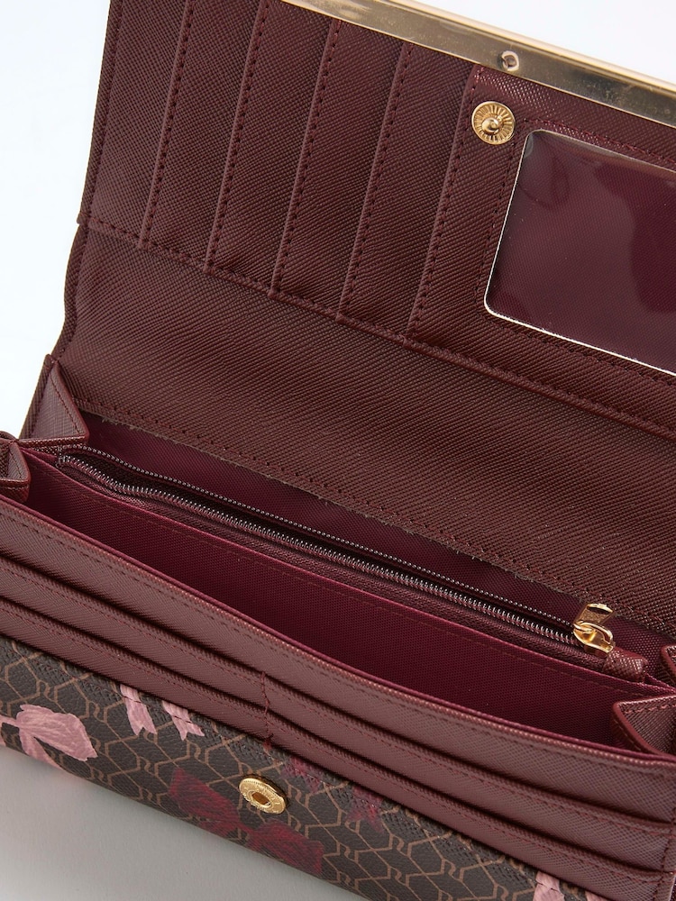 River Island Brown Bow Monogram Cliptop Purse - Image 5 of 5 River Island Brown Bow Monogram Cliptop Purse - Image 5 of 5