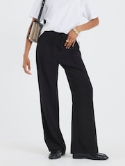 River Island Black Elasticated Waist Smart Joggers - Image 1 of 4