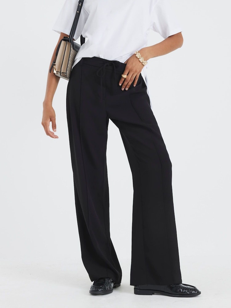 River Island Black Elasticated Waist Smart Joggers - Image 1 of 4