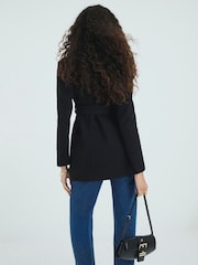 River Island Black Short Belted Wrap Coat - Image 3 of 4