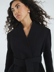 River Island Black Short Belted Wrap Coat - Image 4 of 4