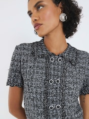 River Island Grey Button Front Boucle Collar Top - Image 6 of 6
