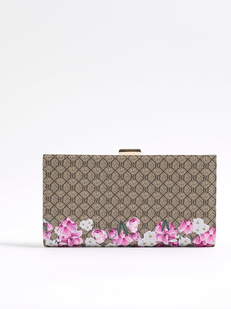 River Island Brown Floral Morgan Collaboration Cliptop Purse - Image 2 of 5