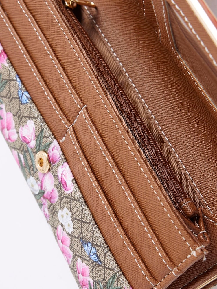 River Island Brown Floral Morgan Collaboration Cliptop Purse - Image 5 of 5 River Island Brown Floral Morgan Collaboration Cliptop Purse - Image 5 of 5