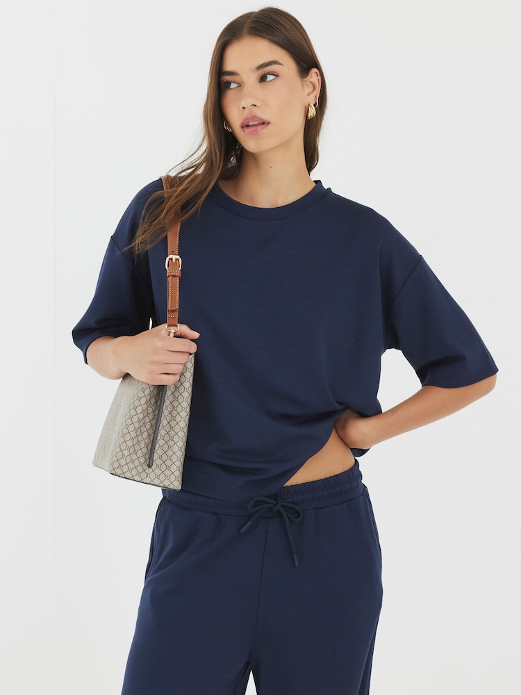 River Island Blue Premium Boxy T-Shirt - Image 1 of 4