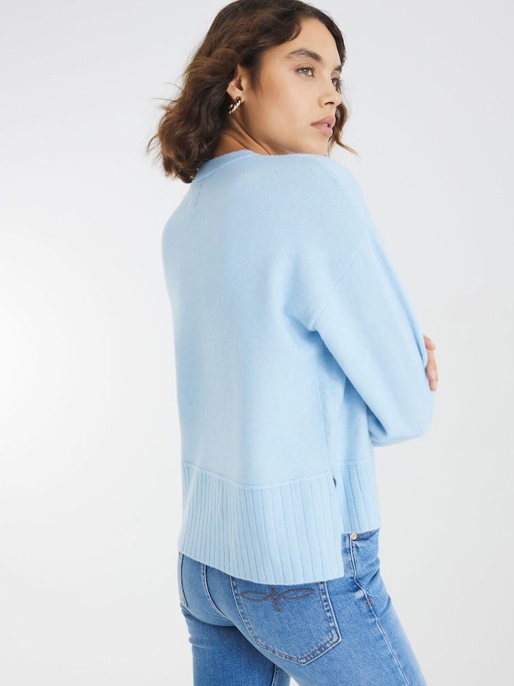 River Island Blue Happy Flower Crew Neck Jumper - Image 2 of 4