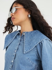 River Island Blue Long Sleeve Collar Denim Shirt - Image 3 of 4