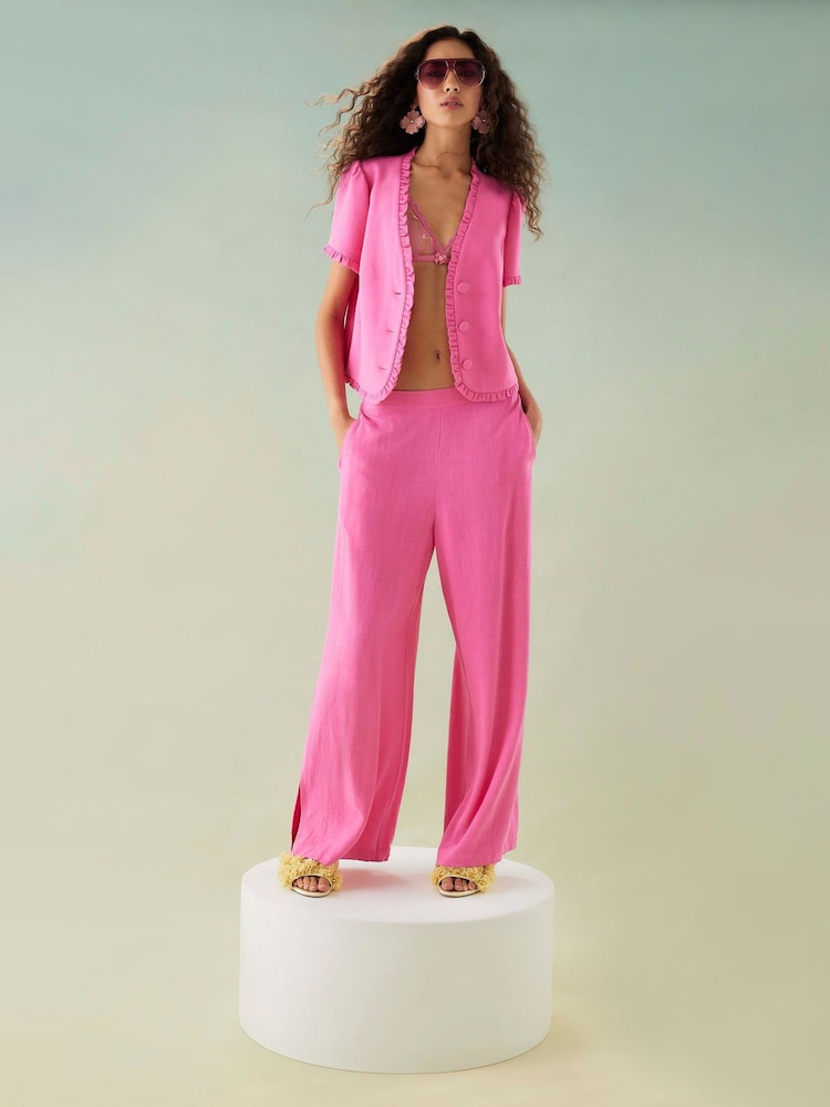Blusa de linho com babados River Island Tailored - Imagem 1 de 2