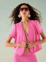 Blusa de linho com babados River Island Tailored - Imagem 2 de 2